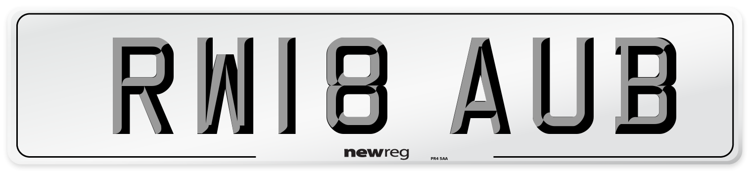 RW18 AUB Number Plate from New Reg